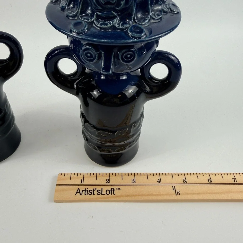 Rosenthal Studio Linie Bjorn Wiinblad Magic People Candlesticks Pair Blue